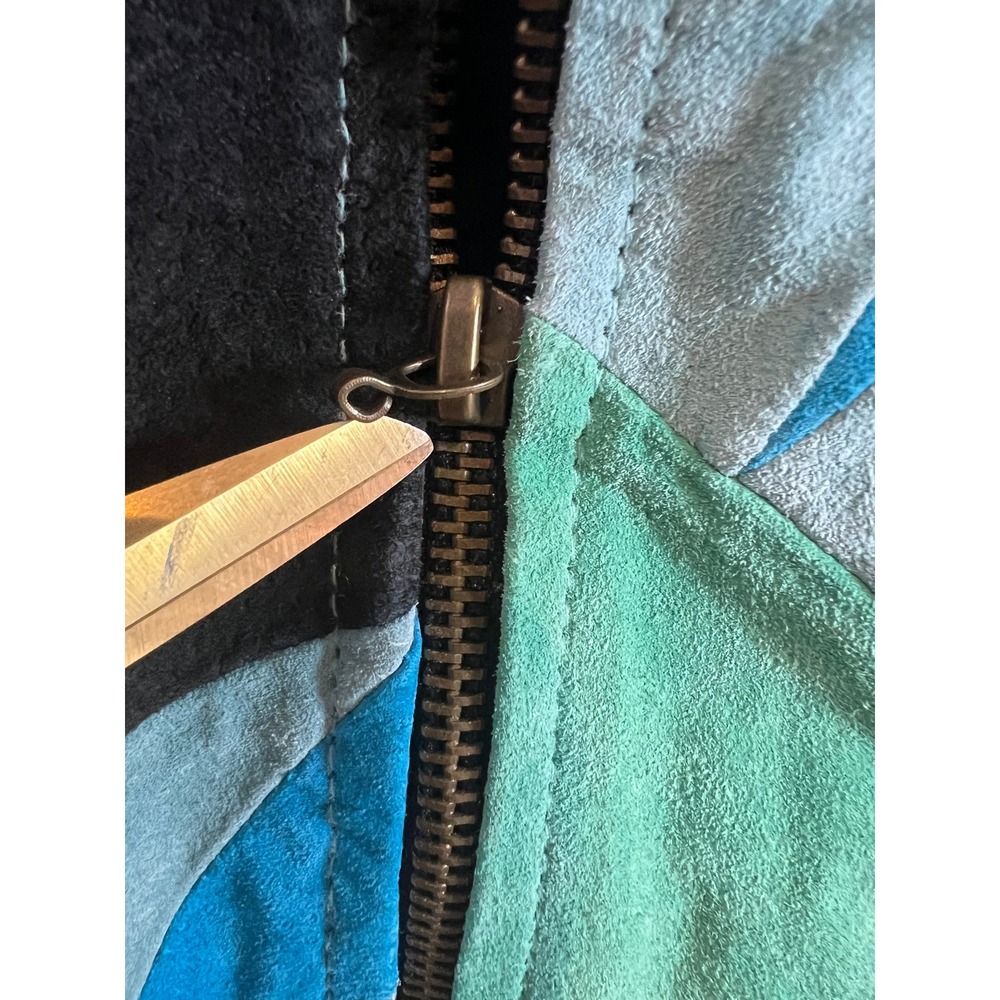 VTG Patchwork Patchwork Suede Leather Jacket Crop… - image 10